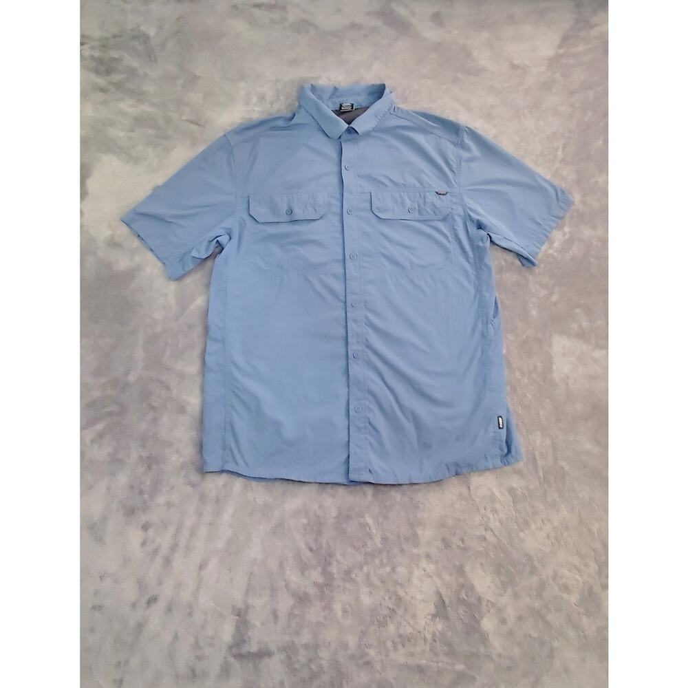 REI Co-op Mens Shirt Sz M Short Sleeve Blue Button Up Vented Fishing Outdoor C13